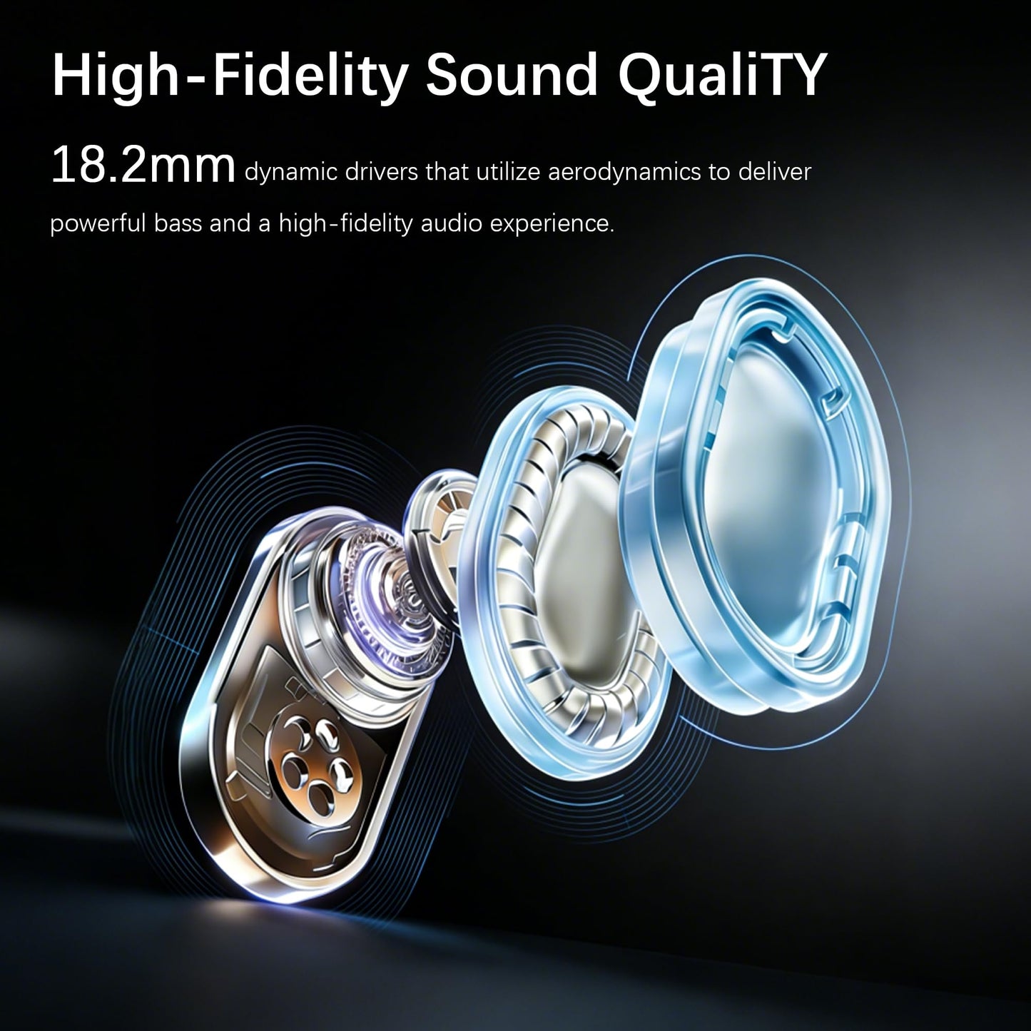 Essonio Open Ear Headphones Wireless Bluetooth 6.0, DT9.0 Directional Sound Earbuds with Ear Hooks 35H Playtime ENC Mic, IPX5 Waterproof for Running Workout Black