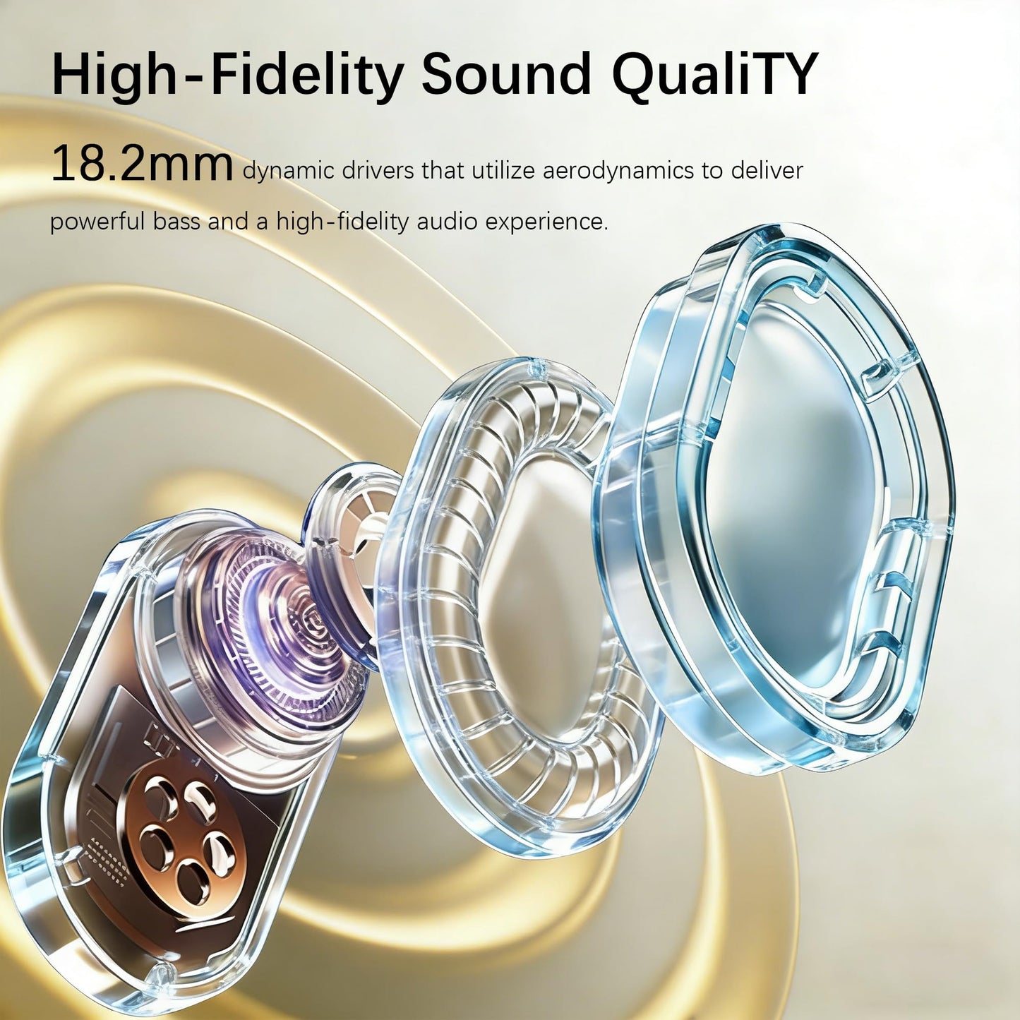 ESSONIO Open Ear Headphones Over Ear Earbuds with Earhook Directional Sound Bluetooth 6.0 Endurance Dual-Layer Silicone Comfort ENC Clear Calls, Waterproof Workout Earphones (White)