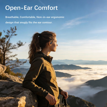 Essonio Open Ear Headphones Wireless Bluetooth 6.0, DT9.0 Directional Sound Earbuds with Ear Hooks 35H Playtime ENC Mic, IPX5 Waterproof for Running Workout Black